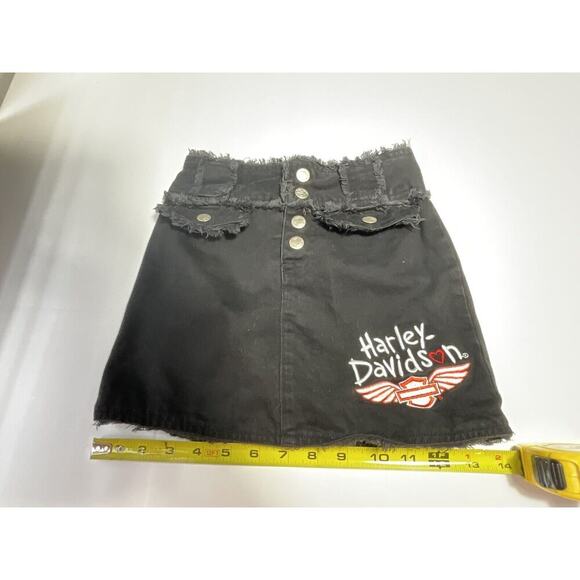 Harley Davidson Girls Distress Button Up Pocket Skirt Size 5 - Picture 4 of 7